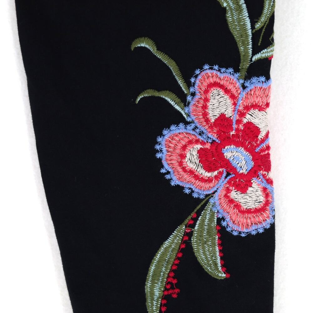 Johnny Was Women Black Floral Embroidered Libbi Boho Ankle Leggings Size XL - Picture 7 of 13
